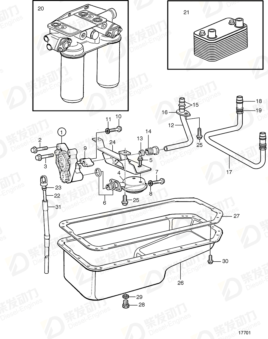volvo penta Oil sump 847689 Drawing volvo penta Oil sump 847689 Drawing